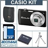 Casio Exilim EX-S200 Digital Camera Kit – Black – with 4GB SD Memory Card, Camera Case, Table Top Tripod, Spare NP-120 Lithium-Ion Rechargeable Battery