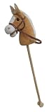 Steckenpferd, Farbe beige mit heller Mähne mit Funktion. Ein Ohr drücken und das Pferd macht Gewieher und Galopp Größe ca.100 cm Top Qualität mit Haltegriffen und Laufrollen aus Holz