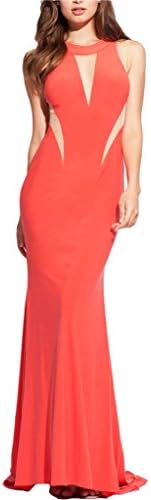 UniWedding Elegant Sleeveless Sheer Back Column Black Dress with Sweep Train 14