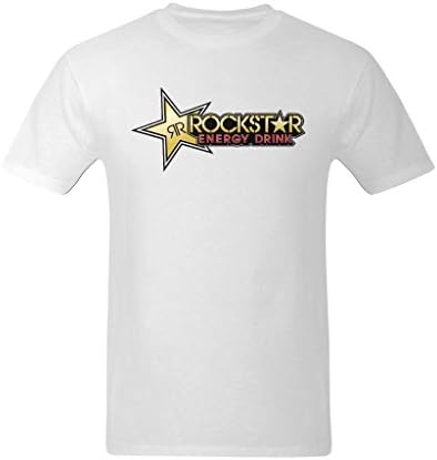 Qoweiy Men's Rockstar Energy Drink Golden Logo Tee XL