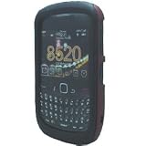 PREMIUM 2 IN 1 BLACK THIN SILICONE SKIN WITH RED RUBBERIZED SNAP ON HARD SKIN COVER CASE FOR BLACKBERRY CURVE 8520 8530 ULTIMATE PROTECTION