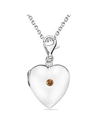 0.08 Cts Citrine Multi-Purpose Heart Charm Locket Pendant in Silver