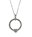 Elegant Sterling Silver 925 Brilliant Cut Genuine Diamonds Oxidized Twisted Station Circle Pendant Necklace with Heart Center with Chain