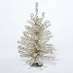 18" Sparkling Champagne and Silver Retro Tinsel Table Top Christmas Tree - Unlit