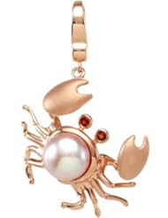 Sterling Silver/Rose Rhodium Plated Freshwater Cultured Pearl & Genuine Garnet Crab Charm Sterling Silver 68401