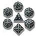 Q-Workshop Polyhedral 7-Die Set: Carved Skull Dice Set (Gray and Black)