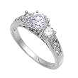 Sterling Silver Ring - Round Clear CZ - Prong Set - 7 mm x 2 mm, Sizes 5-9 Sterling Silver Ring - Round Clear CZ - Prong Set - 7 mm x 2 mm, Sizes 5-9