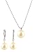 Necklace - Earrings Set - N501 - Glass Pearl Drop (10 mm) hung on 1 mm Ball Chain ~ Cream
