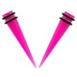 No Piercing Required - High Quality Fuchsia Acrylic Fake Tapers - Imitation 0G with Rubber Bands - Very Strong Magnets - Sold as a Pair