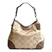 Coach Signature Sateen Peyton Shoulder Hobo Bag Purse Khaki Nutmeg