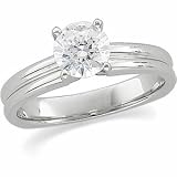 1.08 Carat Diamond 14K White Gold Bridal Engagement Ring Round K-VVS