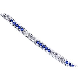 Bold and Beautiful Round Cut Created Sapphire and White CZ Gemstone Tennis... by Peora