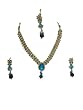 Designer Azure Kundan Necklace Earrings Costume Bollywood Jewelry 4 Pc Set
