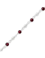Sterling Silver 18 Inch Polished Garnet Beaded Necklace - 18 Inch