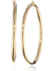 Bonded 14k Gold and Sterling Silver Polished Hoop Earrings (2" Diameter)
