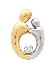 Two Tone Sm Mother & Child Dia. Pend. 14K Gold Yellow With White 63909