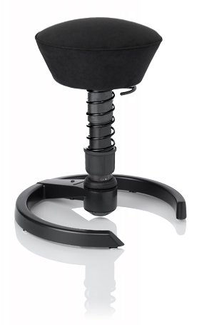 SWOPPER STANDARD 3D-Aktiv-Bürostuhl Hocker Sitzpolster Normal, Farbe schwarz, Federfarbe schwarz, Basis Anthrazit, Fussring mit Metallgleiter, Feder MEDIUM (SWOPS10)