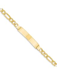 14k Yellow Gold 7in Figaro ID Bracelet. Metal Wt- 10.26g