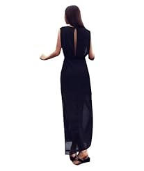 Full Length Chiffon/Cotton Sleeveless Tank Slit Maxi Dress 