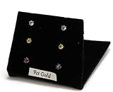 Image of Set Of Three Mini 9ct Yellow Gold Earrings (3mm) in Presentation Box