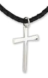 Men's Jewelry, Sterling Silver Cross Pendant on Leather Necklace, 'Holy Sacrifice'