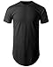 Mens Hipster Hip Hop Basic Long T-Shirt with Zipper Trim (Large, 1rd03_Black)