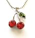 Red Hot Juicy Cherries Crystal Necklace Pendant 16