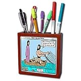 Rich Diesslins Funny Cartoon Gospel Cartoons - Jesus Fishing with Peter - Hook, Line and Sinker - Tile Pen Holders-5 inch tile pen holder