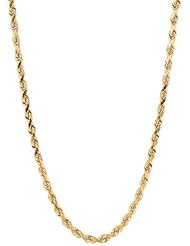 14K 22" Yellow Gold 5.0mm Polish Solid Diamond Cut Royal Rope Chain With Pear Shape Clasp