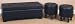 3 Piece Set of Handmade Wooden / Bi-Cast Leather Bench with Storage Trunk and Ottomans with Fancy Legs