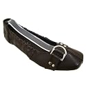 Womens Dark Brown Elasticated Comfort Flat Pumps Ladies Shoes