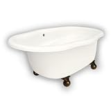 American Bath Factory B4-72-BB-LH-DM3-M2-35-OC Caspian Whirlpool Clawfoot Bathtub in Bisque, Cannonb
