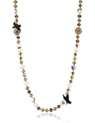 Betsey Johnson "Iconic Summer Metallics" Cherry Bead and Fireball Long Necklace, 40"