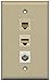 RiteAV - 1 Port Coax Cable TV- F-Type 1 Phone RJ11 RJ12 1 Cat5e Ethernet Wall Plate - Ivory