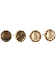 NINE WEST VINTAGE AMERICA "Gypset" Gold-Tone Brown Duo Earrings Set