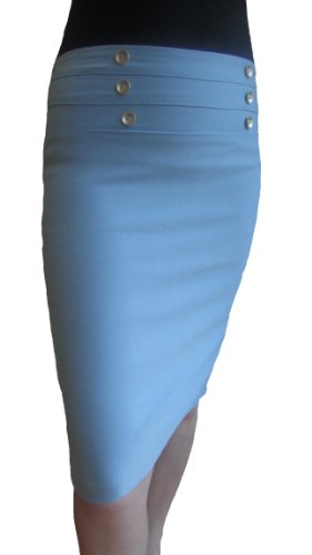 18167 Career Business Fitted Knee High Pencil Skirt Blue S