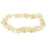Teen Boy Sterling Silver .925 Genuine Mother of Pearl MOP Stone Chip Stretch Bracelet