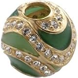 BacioItalianSwarovskiCrystalandGlassBeadCathedralGoldGreenOrbitCharm.FitsinPandora,Trollbead,ChamiliaBracelets.