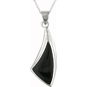 Sterling Silver Black Onyx Triangle Pendant by