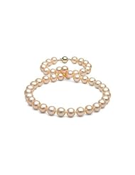 Peach/Pink Freshwater Pearl Necklace: 18" 9-10mm AA+