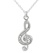 Sterling Silver CZ Music Symbol Necklace