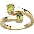 14K Yellow Gold Peridot and Diamond Ring