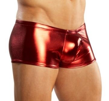 Male Power Mini Short Stretch Metallic Red Lame