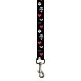 Perris Leathers Officially Licensed Polyester Leash with Hi-res Imaging, Skulls with Bones and Wings