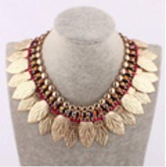 Timair French colorful bohemian feather choker statement necklace - Gold