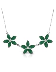 14K White Gold Lei Emerald Necklace