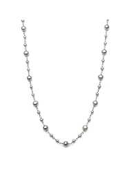 Sterling Silver 36" Necklace with 3-5mm Semi Oval Gray Freshwater Pearls