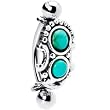 Silver 925 Top Down Southwest Green Turquoise Eyebrow Ring