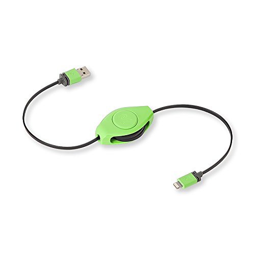 ReTrak Retractable iPhone 5/iPad Lightning Charge and Sync Cable, Green (ETLTUSBGN)