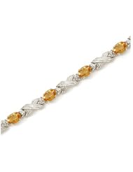 14K White Gold Oval Citrine and Diamond Bracelet by Jewelry Mountain